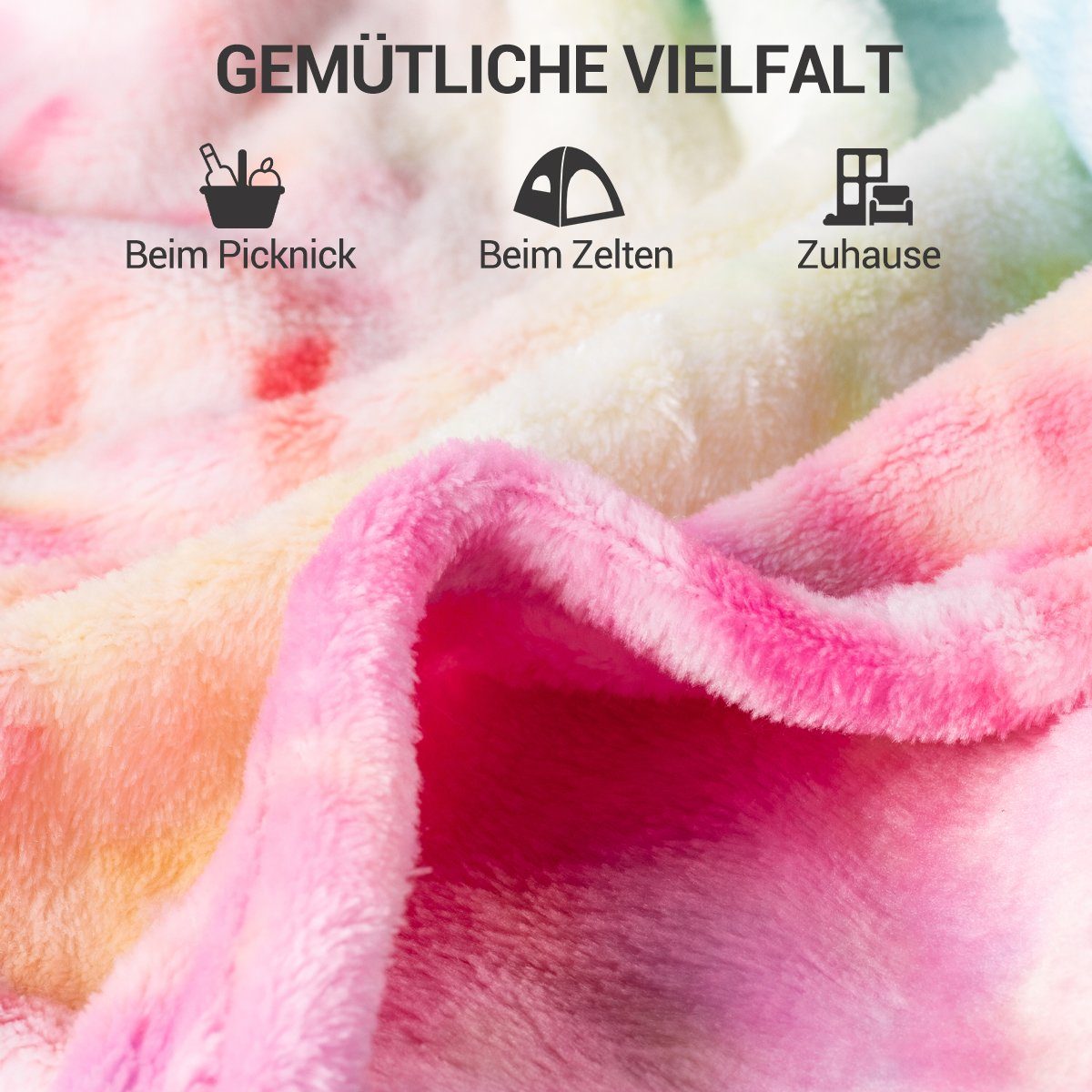 Wohndecke Bunte Kuscheldecke, Hautfreundlich und weich Sofadecke, Elegear, Regenbogen-Überwurf für Mädchen