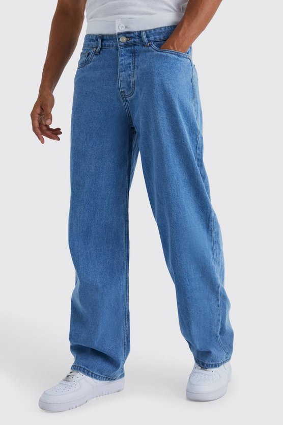 Lockere Jeans mit doppeltem Bund