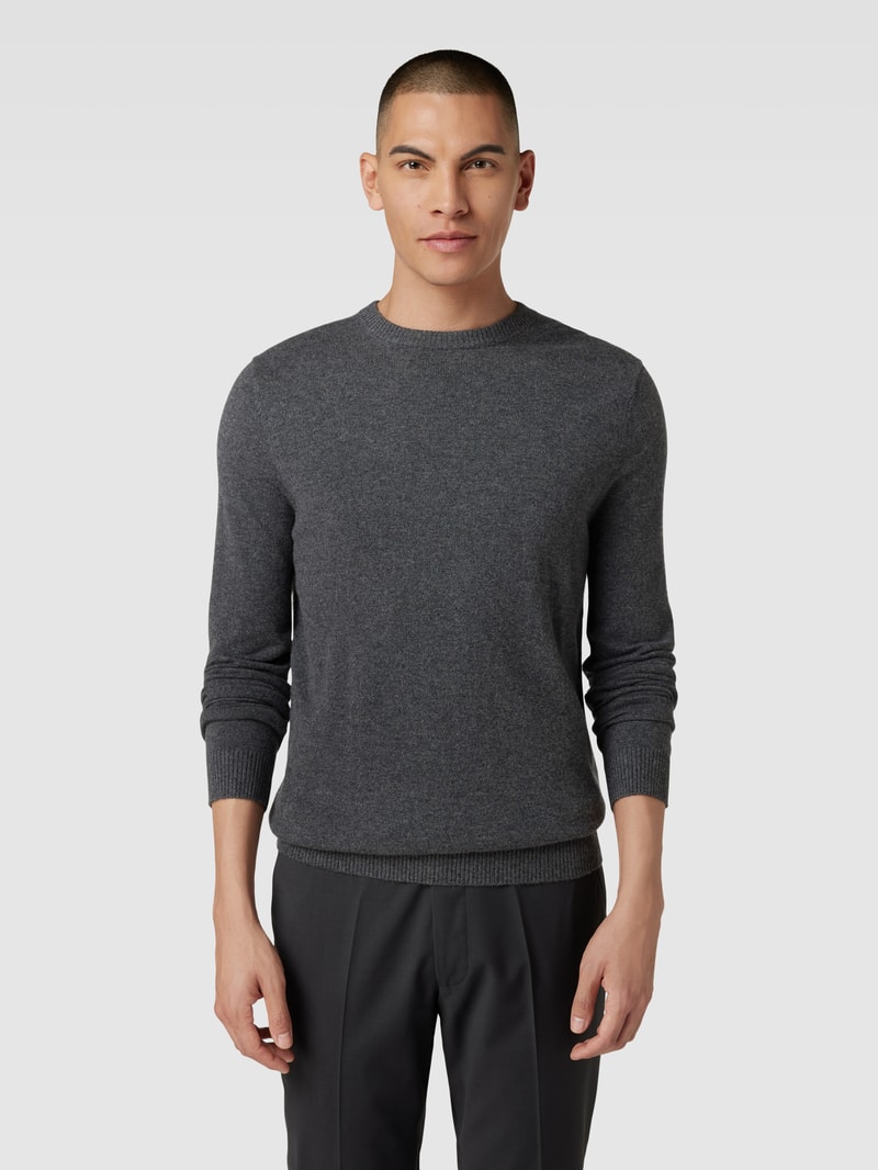 Strickpullover aus Kaschmir mit Rundhalsausschnitt in anthrazit meliert