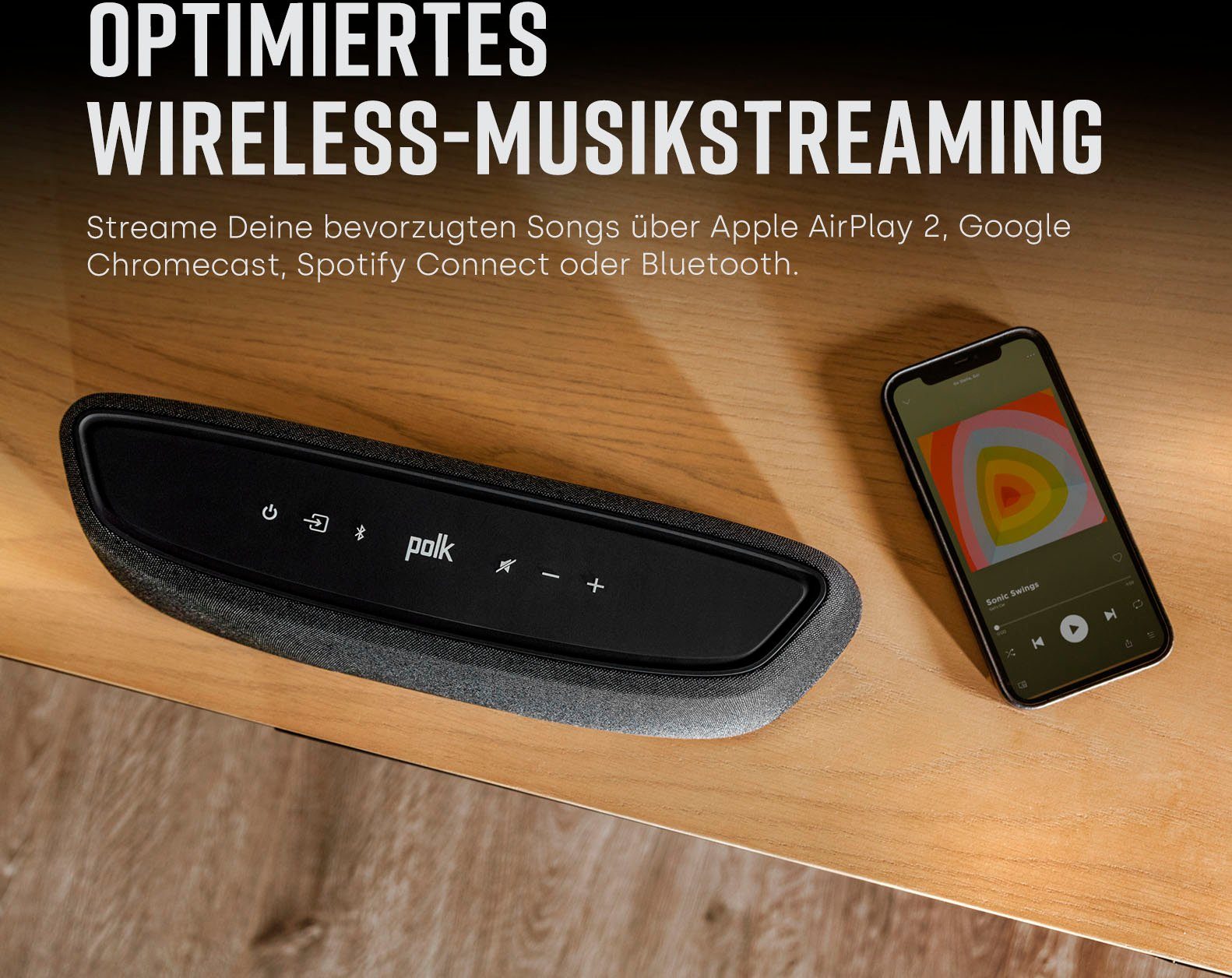 Polk Magnifi Mini AX Stereo Soundbar (Bluetooth, WLAN (WiFi), mit Wireless-Subwoofer)