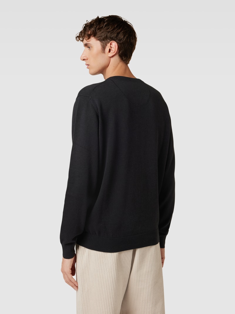 Strickpullover mit Label-Stitching in schwarz