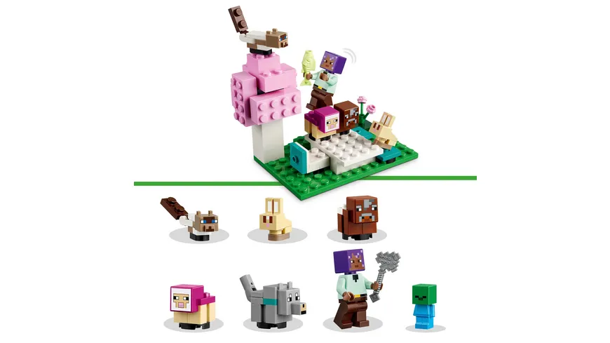 LEGO Minecraft 21253 Das Tierheim, Spielzeug mit Tieren zum Videospiel