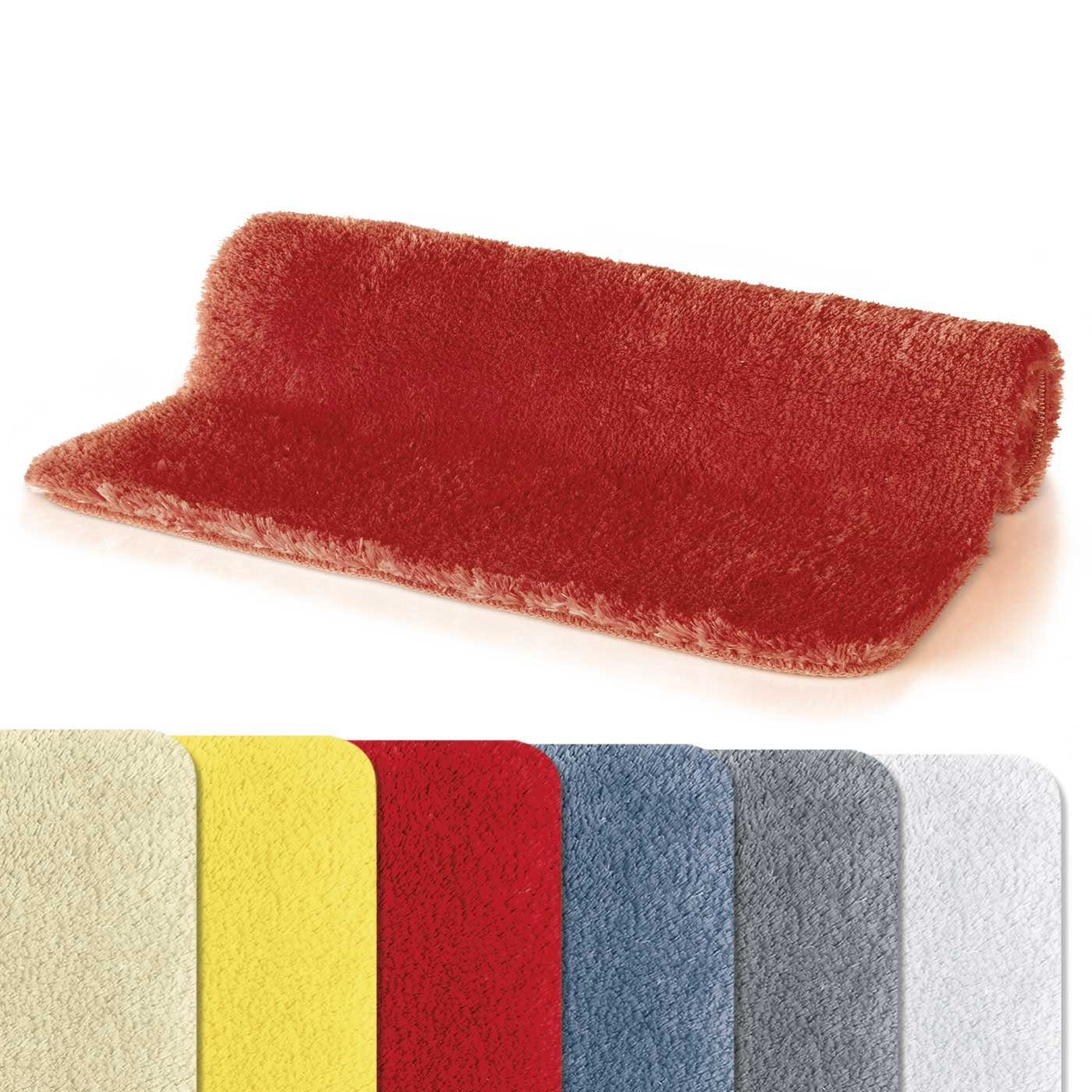 Badematte FINO spirella, Höhe 25 mm, Badteppich Hochflor, 100% Polyester Mikrofaser Supersoft, Anti-Rutsch Beschichtung, Für Fussbodenheizung geeignet, Waschbar 40°, Schnelltrocknend, Polyester, rechteckig