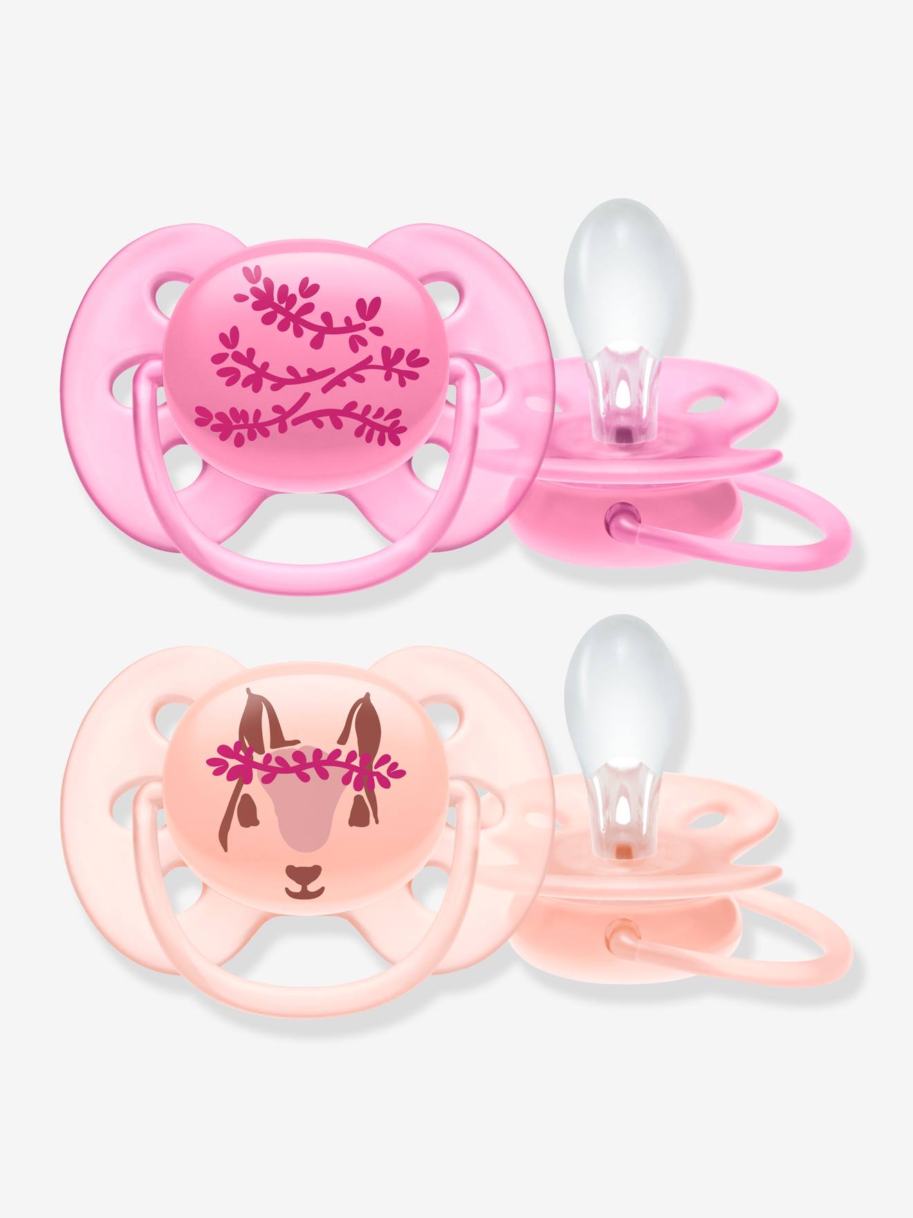 Lot de 2 sucettes ultra douces 2e âge Philips AVENT ecureuil/fleurs