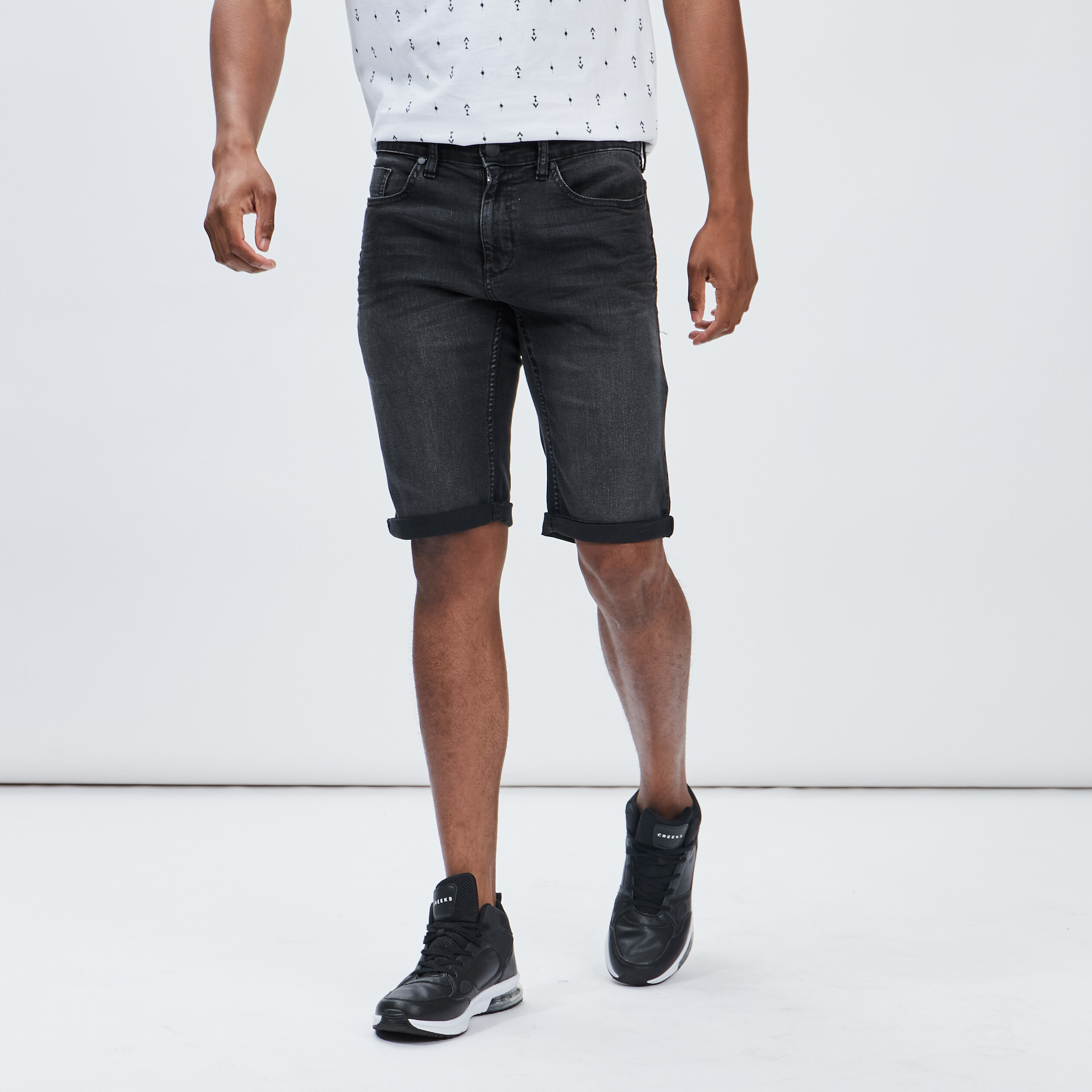 Bermuda regular en jean noir homme | La Halle