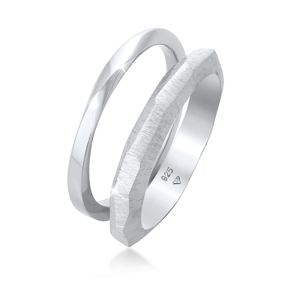 Elli PREMIUM Elli PREMIUM Bague Bague pour dames Duo Tendance de base à la structure torsadée  Bague