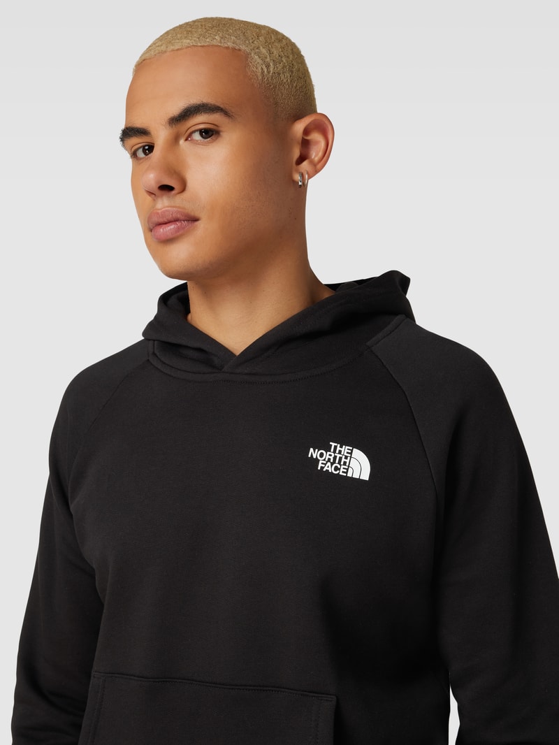 Hoodie mit Label-Print Modell 'RAGLAN' in schwarz