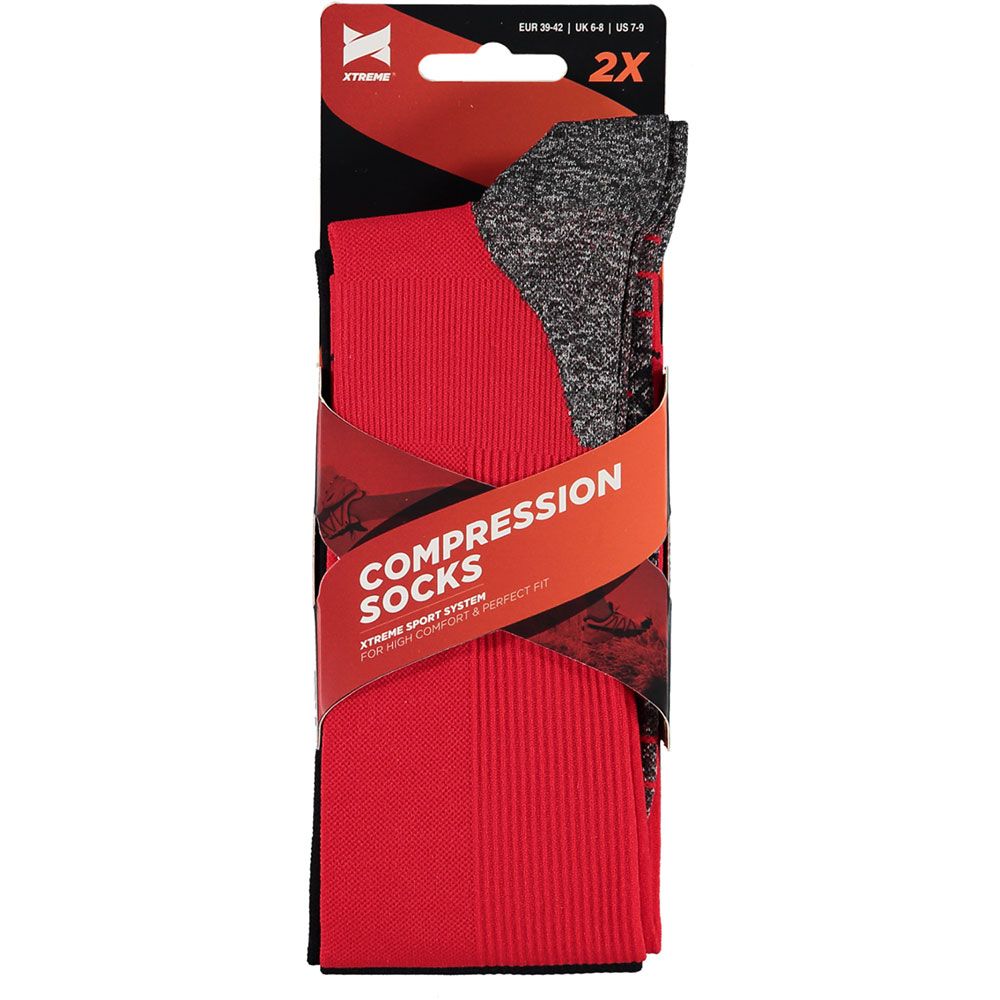 Xtreme 6 Paar Multi Red Kompressions-Laufsocken