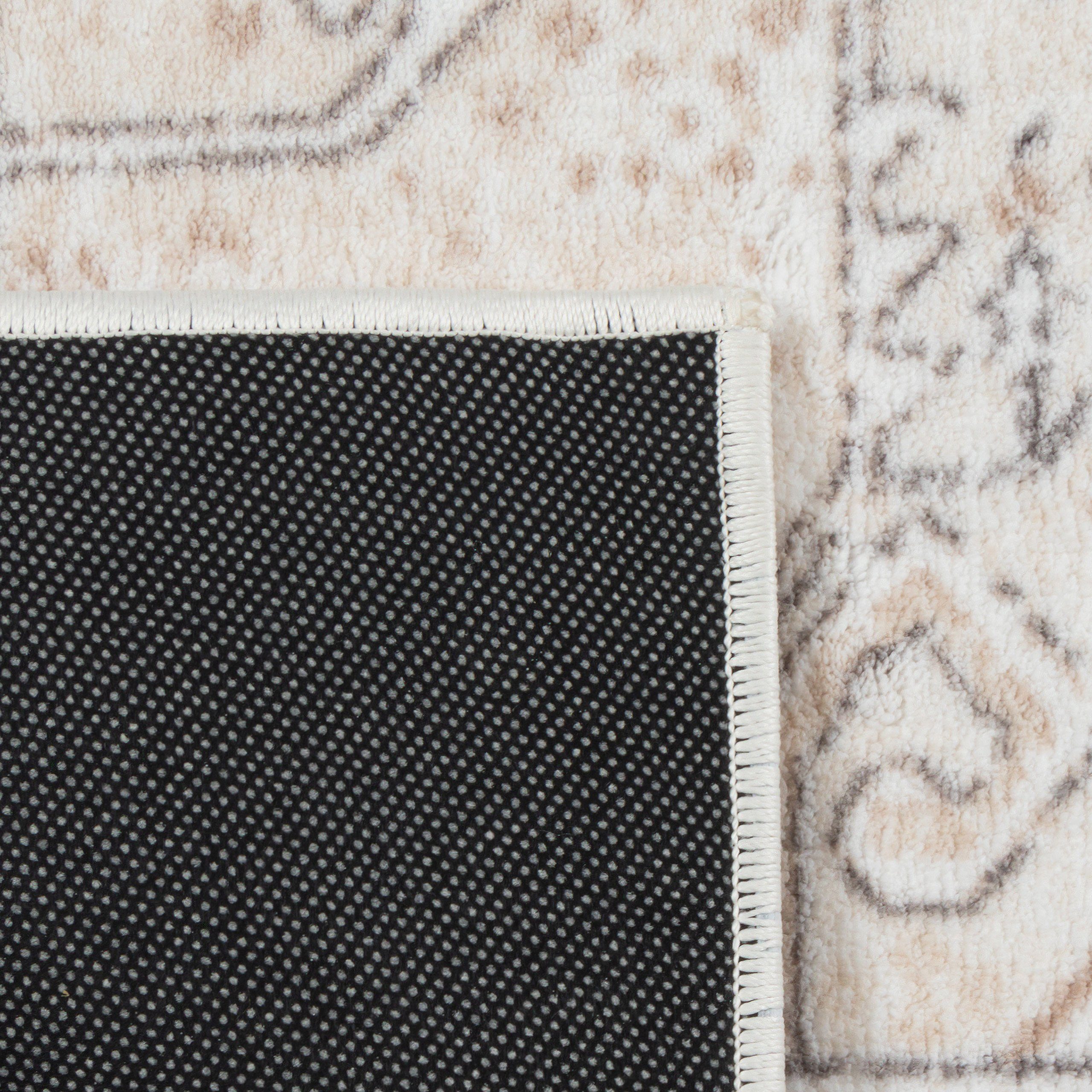 Teppich Wohnzimmerteppich im orientalischen Stil gemütlich beige, Teppich-Traum, rund, Je nach Licht heller-dunkler, Rückseite: „dot backing“ rutschfest