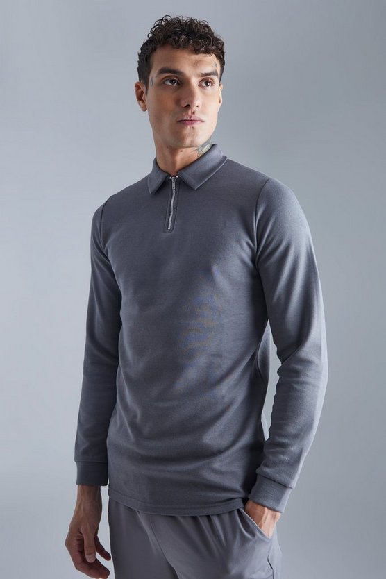 Langärmliges Slim-Fit Poloshirt