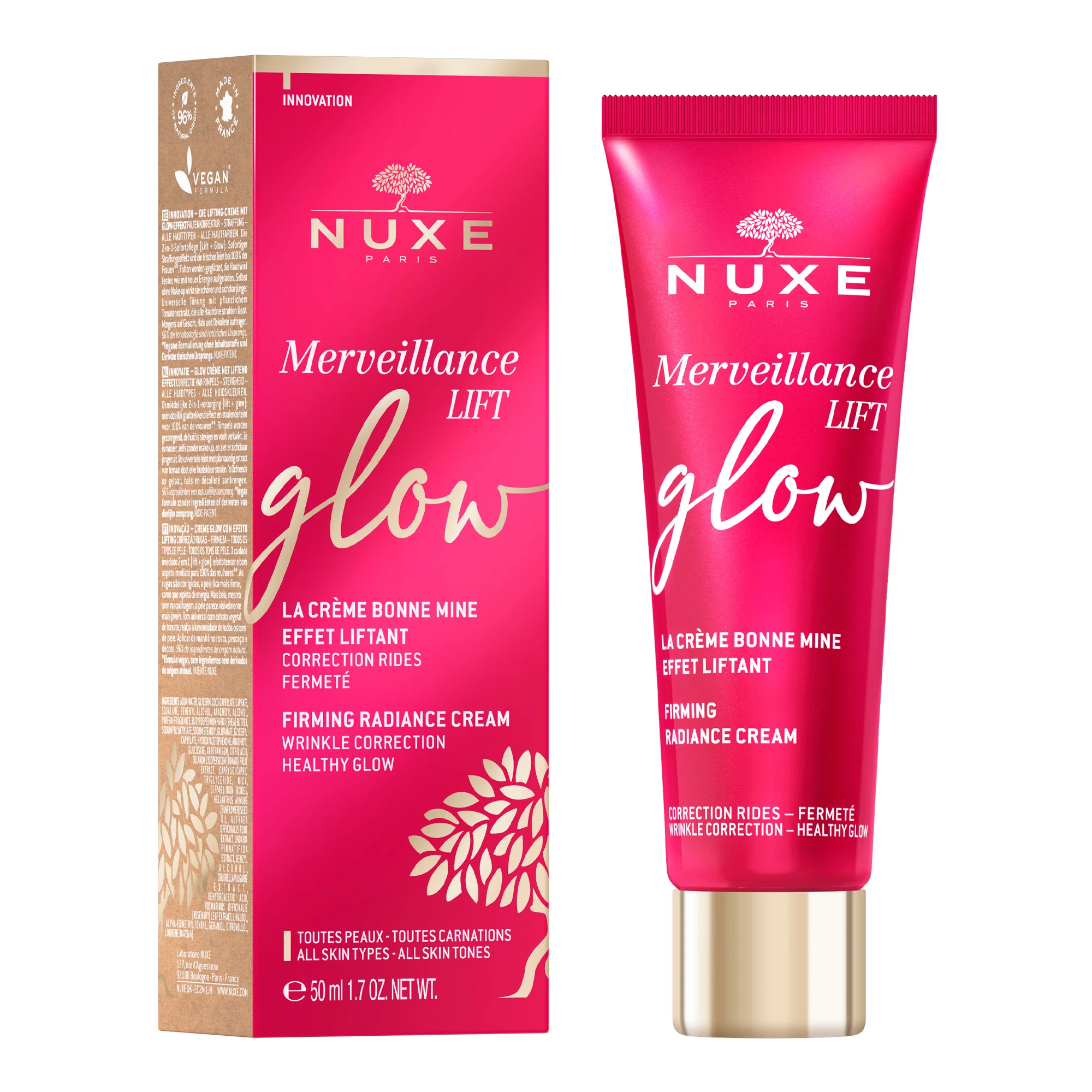 Merveillance Lift Glow - Verhelderende Crème - 24-uurs gezichtsbehandeling met liftend effect, 24-uurs verhelderende gezichtsbehandeling, verhelderende getinte gezichtscrème, getinte gezichtscrème met liftend effect