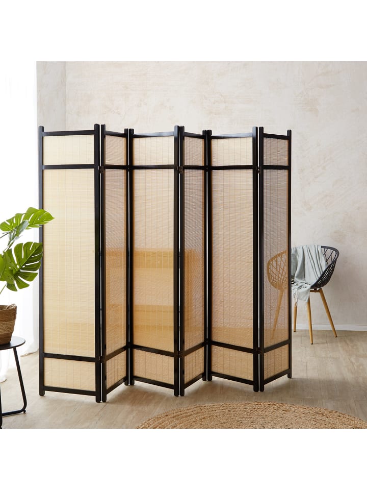 Homestyle4u 6-tlg. Paravent in Schwarz 264x175 günstig kaufen onesize