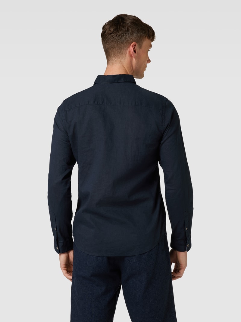 Freizeithemd mit Brusttasche in marineblau