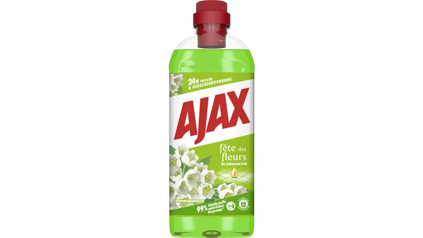 Ajax Allzweckreiniger Frühlingsblumen -  Multi-Oberflächen-Reiniger mit ätherischen Ölen für 24h natürliche Frische 1 l