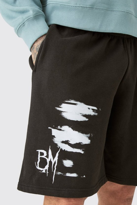 Tall Oversize Jersey-Shorts mit Print