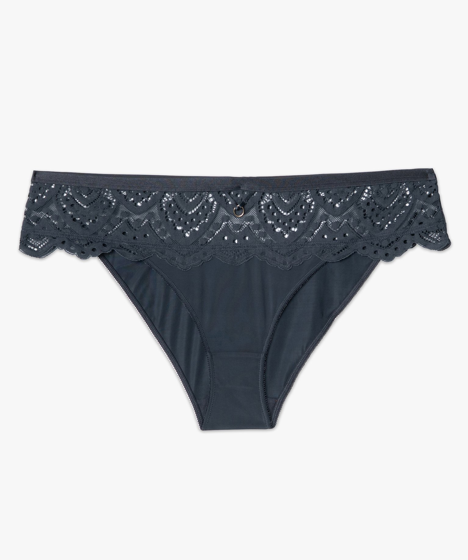 Culotte femme grande taille en dentelle et microfibre bleu fonce | GEMO