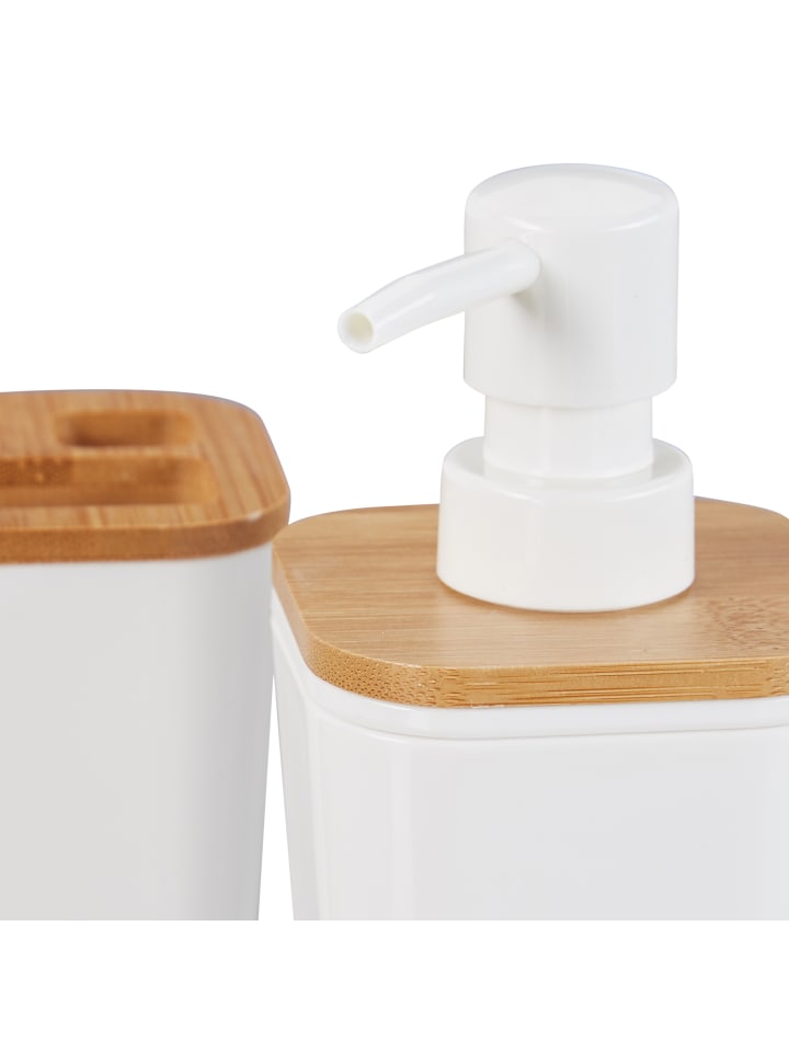 relaxdays 4-teiliges Badaccessoires-Set in Weiß günstig kaufen onesize