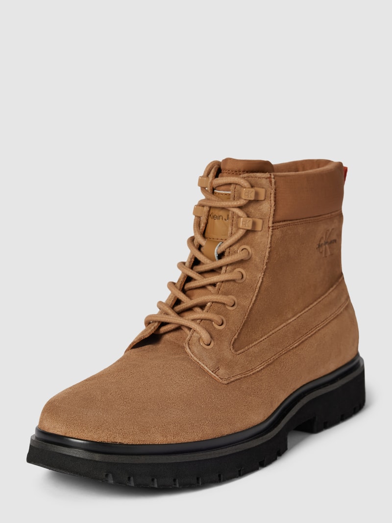 Schnürboots aus Leder-Mix Modell 'EVA' in hellbraun