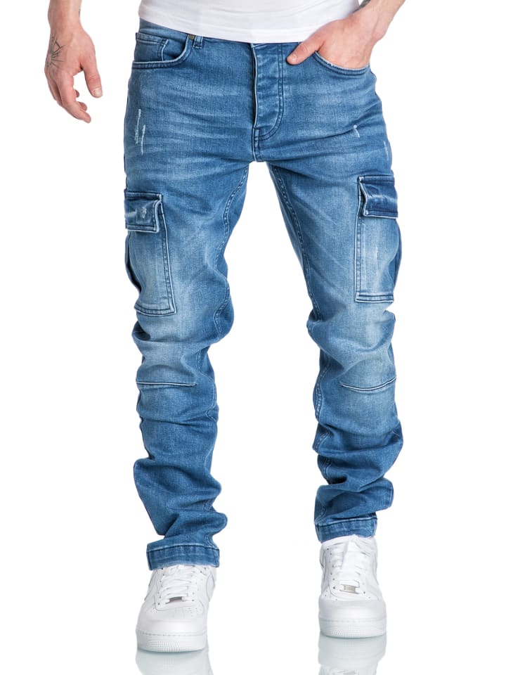 Amaci&Sons Regular Slim Cargo Jeans MIAMI in Hellblau günstig kaufen