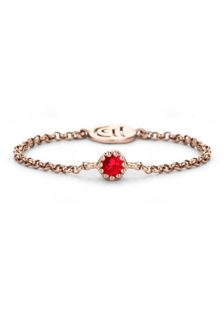 Inel din aur roz cu un diamant punctat și un rubin „Joy” de 0,05 ct