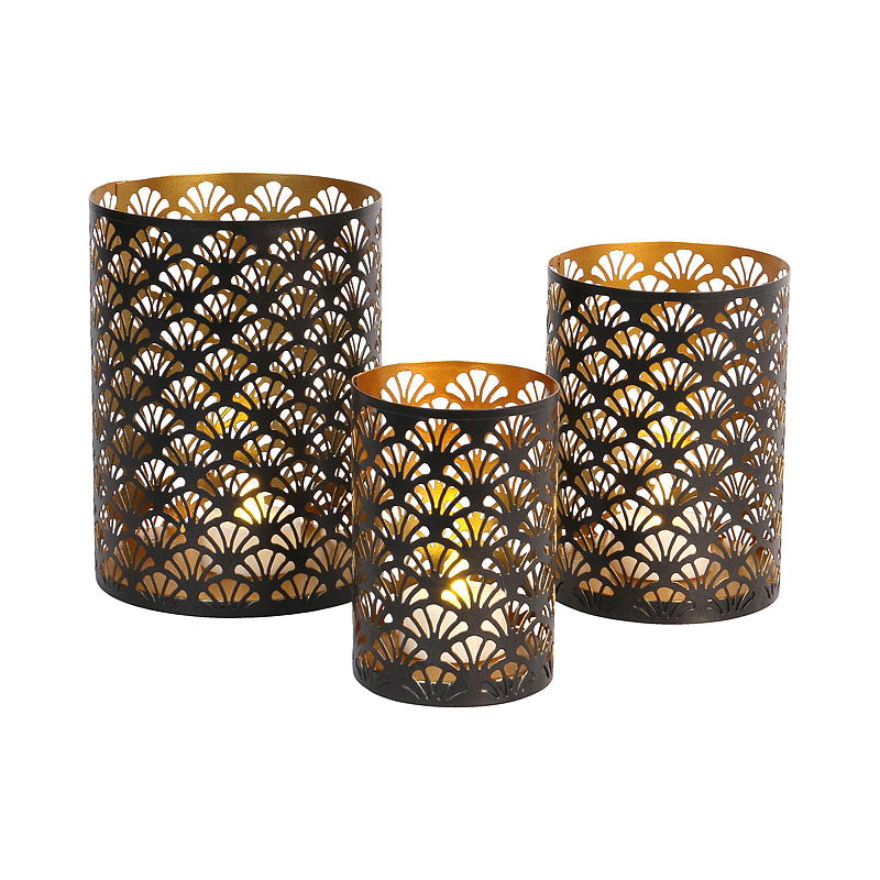 Home Lysholder s/3 metall sort/gull