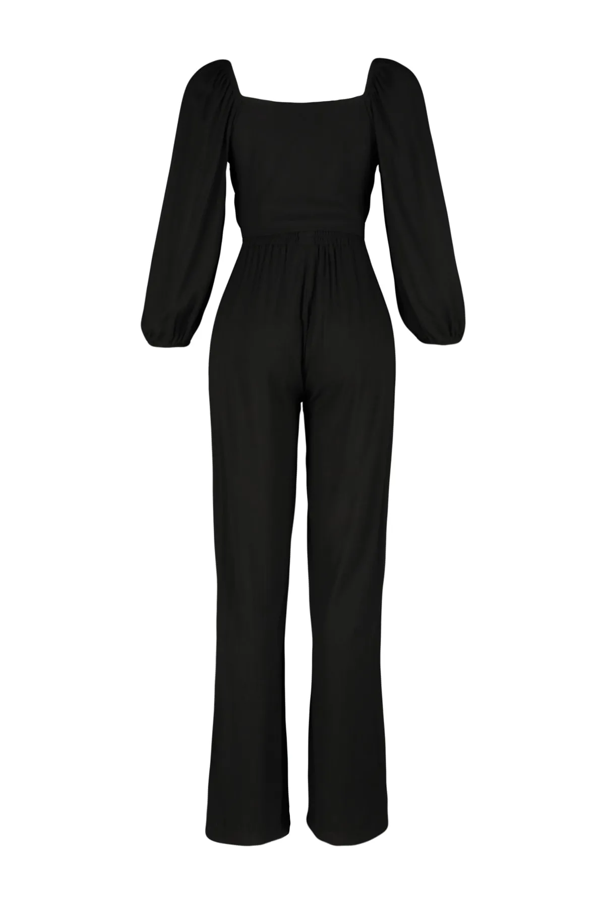 Trendyol Collection  Schwarzer gewebter Blusen-Hosenanzug mit Bindeband TBESS23AU00072