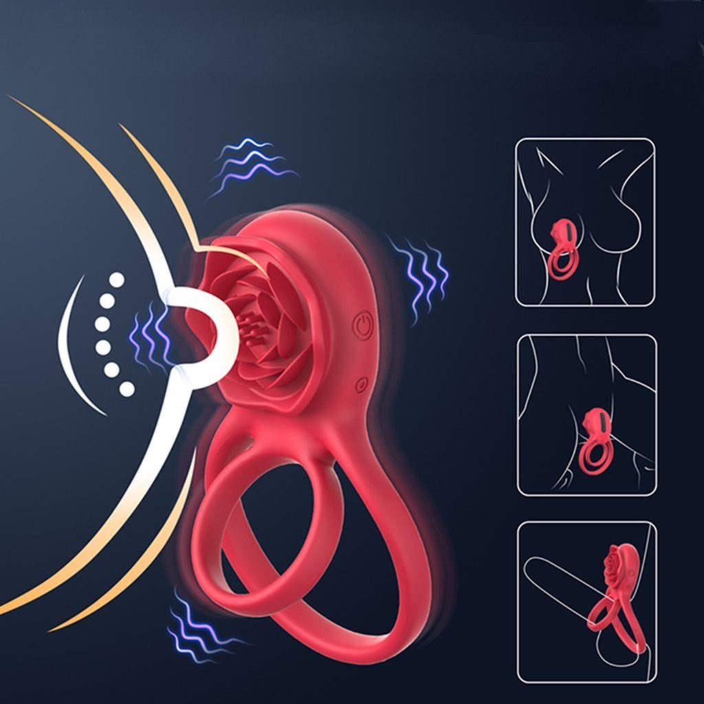 WaKuKa Bandmassagegerät Rose Klitorisstimulator, vibrierender Penisring, Paarspielzeug, (1-tlg)