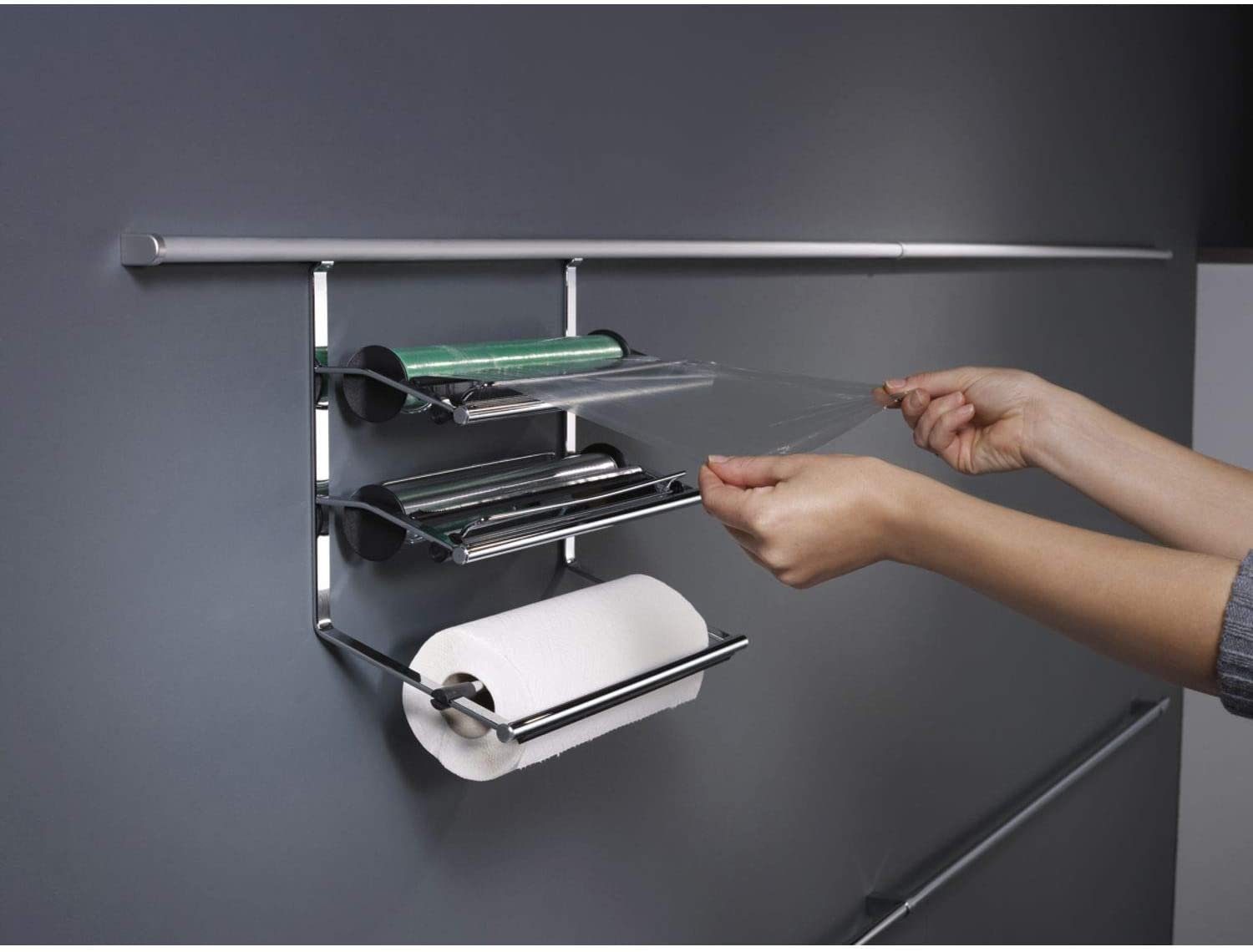 Kesseböhmer Küchenrückwand Kesseböhmer Linero 2000 Relingsystem Rollenhalter edelstahl
