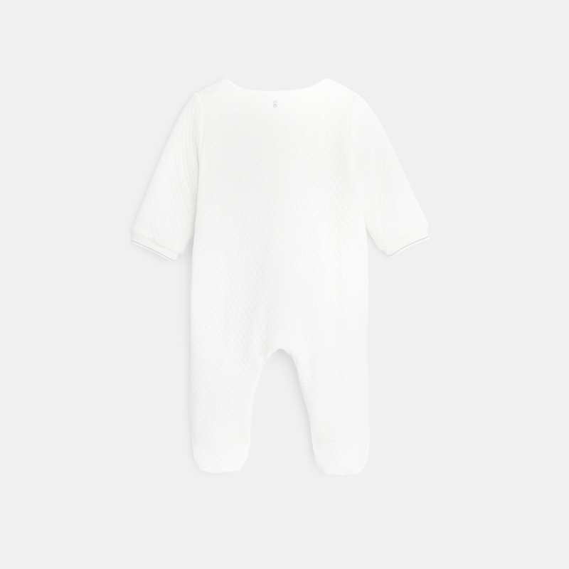 Surpyjama chaud doublé en maille fantaisie blanc naissance