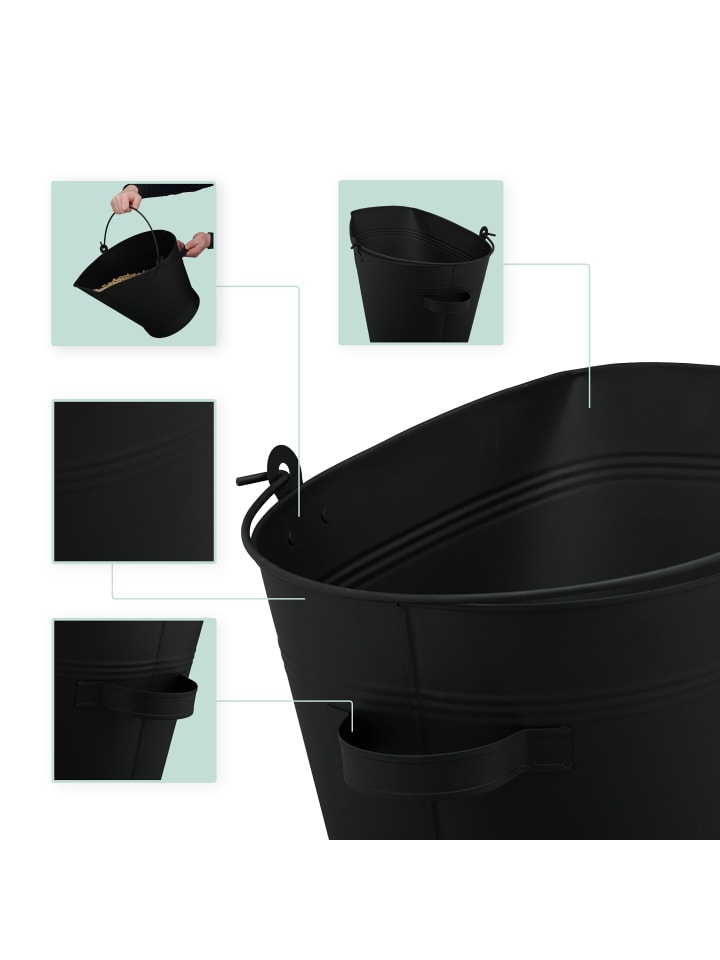 relaxdays 2tlg. Ascheeimer Set in Schwarz - 11 L günstig kaufen onesize