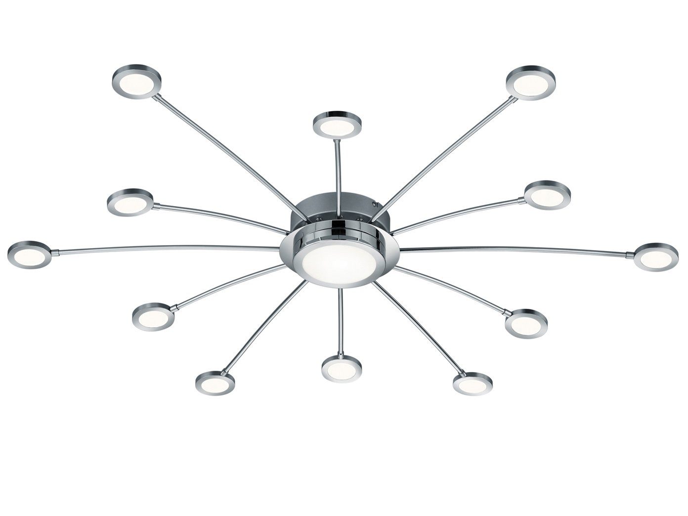 TRIO LED Deckenleuchte, Dimmfunktion, LED fest integriert, Einstellbar: Warmweiß - Neutralweiß - Tageslichtweiß, ausgefallene große flach-e Design-er Treppenhaus Beleuchtung Ø 100cm