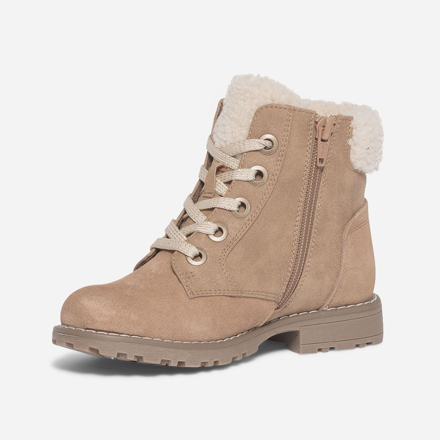 Boots à lacet camel clair avec haut fourré