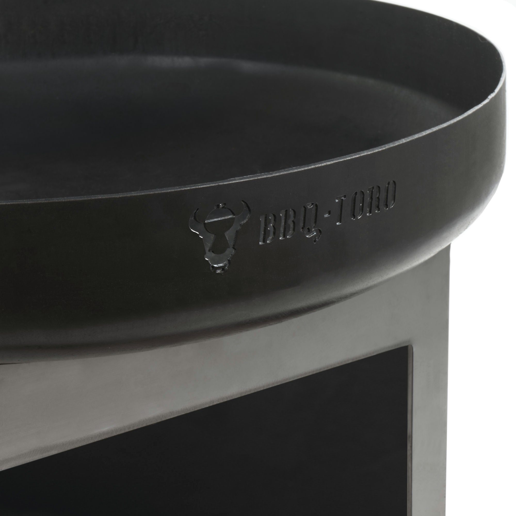 BBQ-Toro Feuerschale Ø 60 cm, Schwarz, Outdoor Feuerstelle mit Holzlagerfach, (Feuerstelle mit Holzlagerfach)