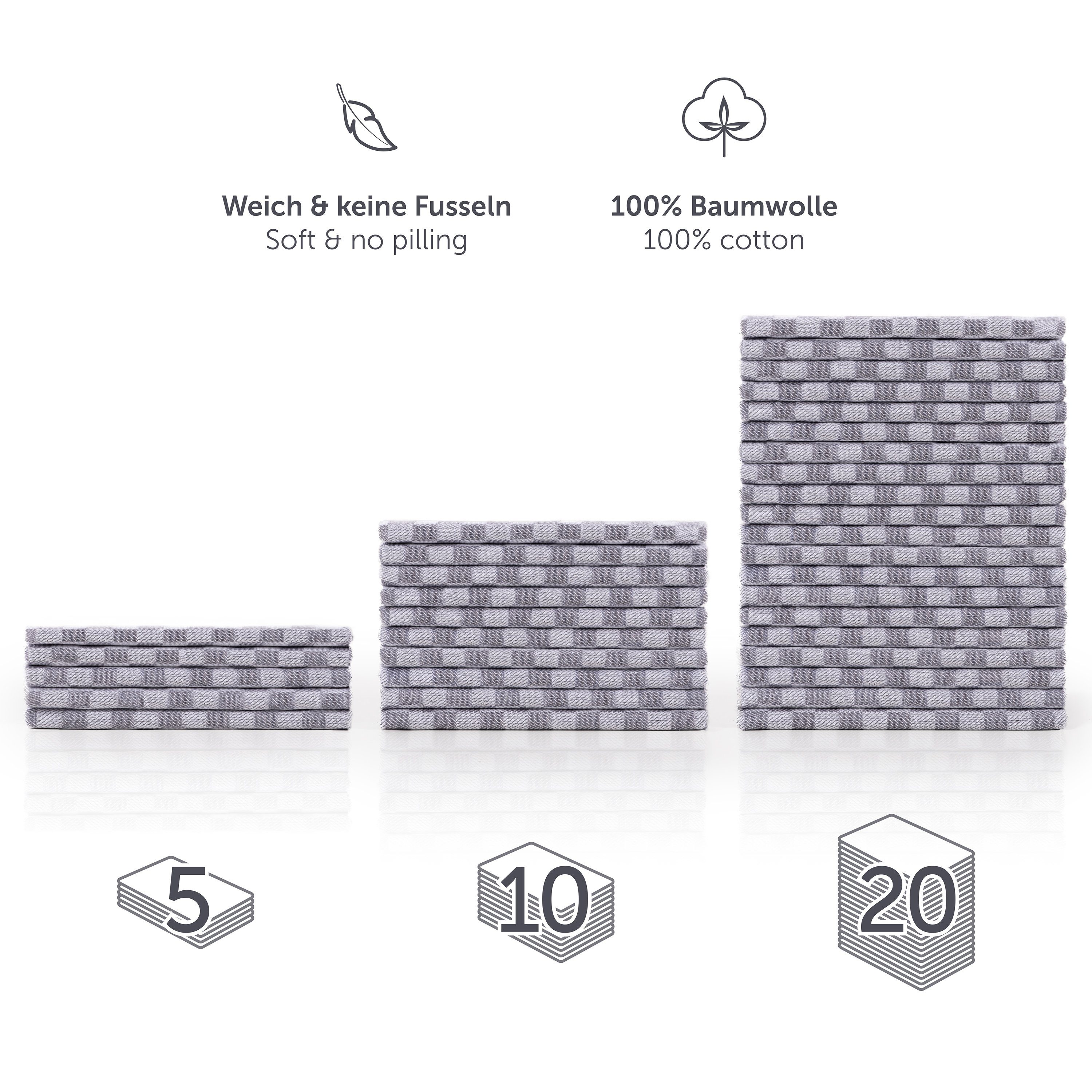 Blumtal Geschirrtuch Hochwertige Geschirrhandtücher, 100% Baumwolle, 50x70cm, (Set, 5-tlg., Set bestehend aus 5, 10 oder 20 Geschirrtücher), Hochwertiges Handtuch für die Küche - Premium Küchenhandtücher