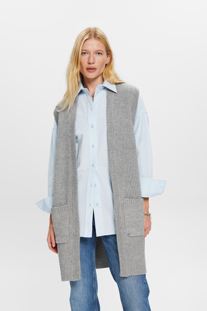 Recycelt: Langer ärmelloser Cardigan