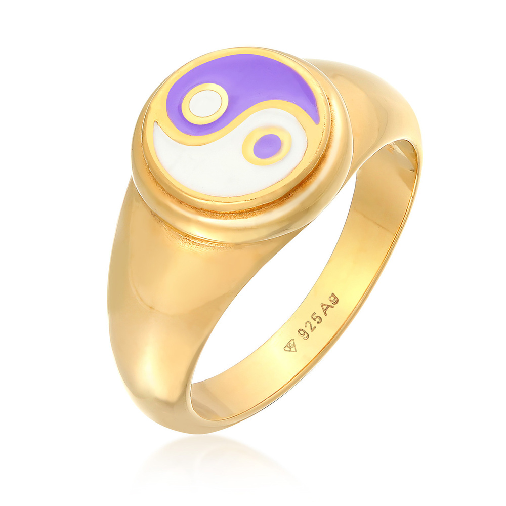 Elli Elli Bague Femmes Sceau Yin-Yang Symbole Tendance avec Émail en Argent Sterling 9 Bague