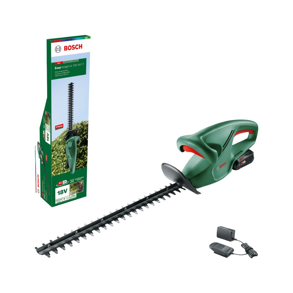 „Bosch Green 0600849H07 EasyHedgeCut 18V-44-11“ akumuliatorinės gyvatvorių žirklės, 1 x 18 V 2,0 Ah ir įkroviklis, AL1810CV