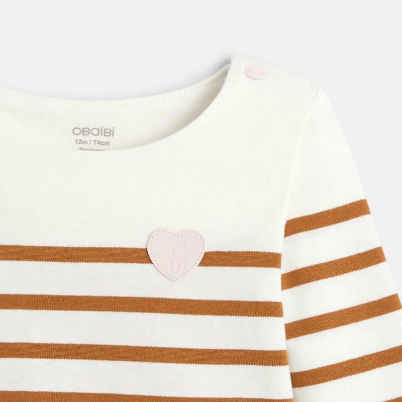 T-shirt marinière rayé marron bébé fille