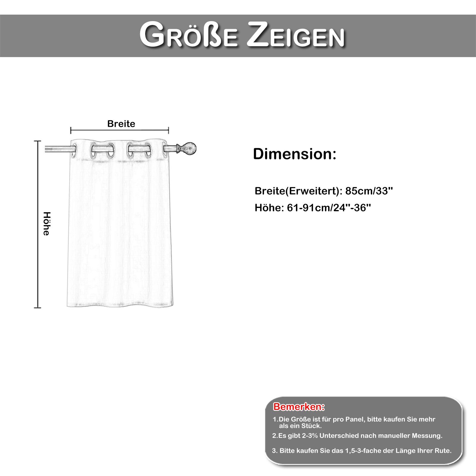 Scheibengardine Blickdicht Bistrogardine mit Öse Kurzgardine Fenster Vorhänge Küchen, Sunicol, (1 St), Verdunkelungsgardinen für Küche Büros, Wohnzimmer Schlafzimmer