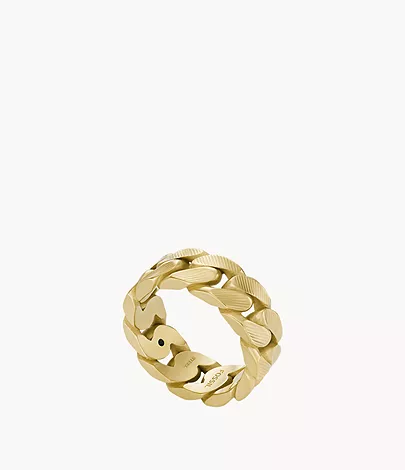 Fossil Ring Harlow Linear Texture Chain Edelstahl goldfarben
