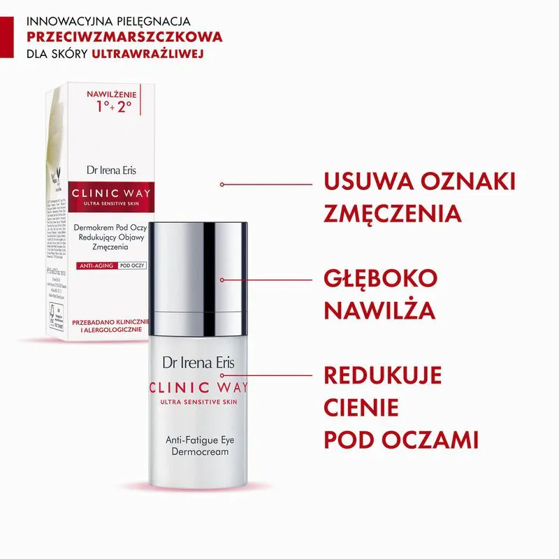 Dr. Irena Eris Clinic Way Anti-Fatigue 1°+ 2° paakių kremas, mažinantis nuovargio simptomus