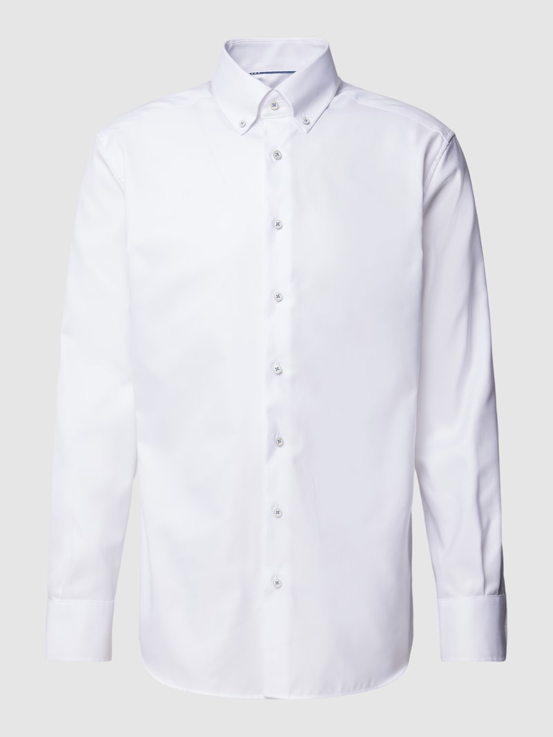 Slim Fit Premium Shirt mit Button-Down-Kragen in weiß