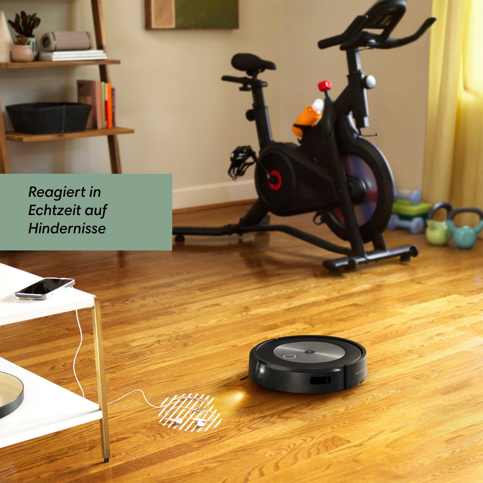 iRobot Saugroboter Roomba® j7+ (j7558), mit Beutel, WLAN-fähig mit autom. Absaugstation, Kartierung und zwei Gummibürsten