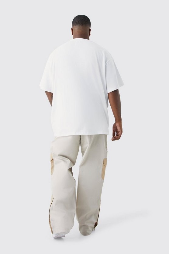Plus Slim-Fit Colorblock Cargohose mit Lasche