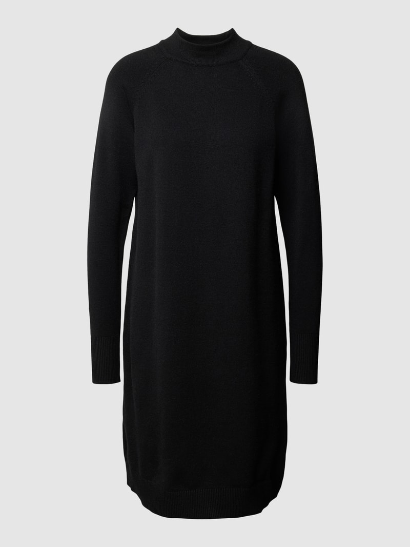 Knielanges Strickkleid mit Turtleneck in schwarz