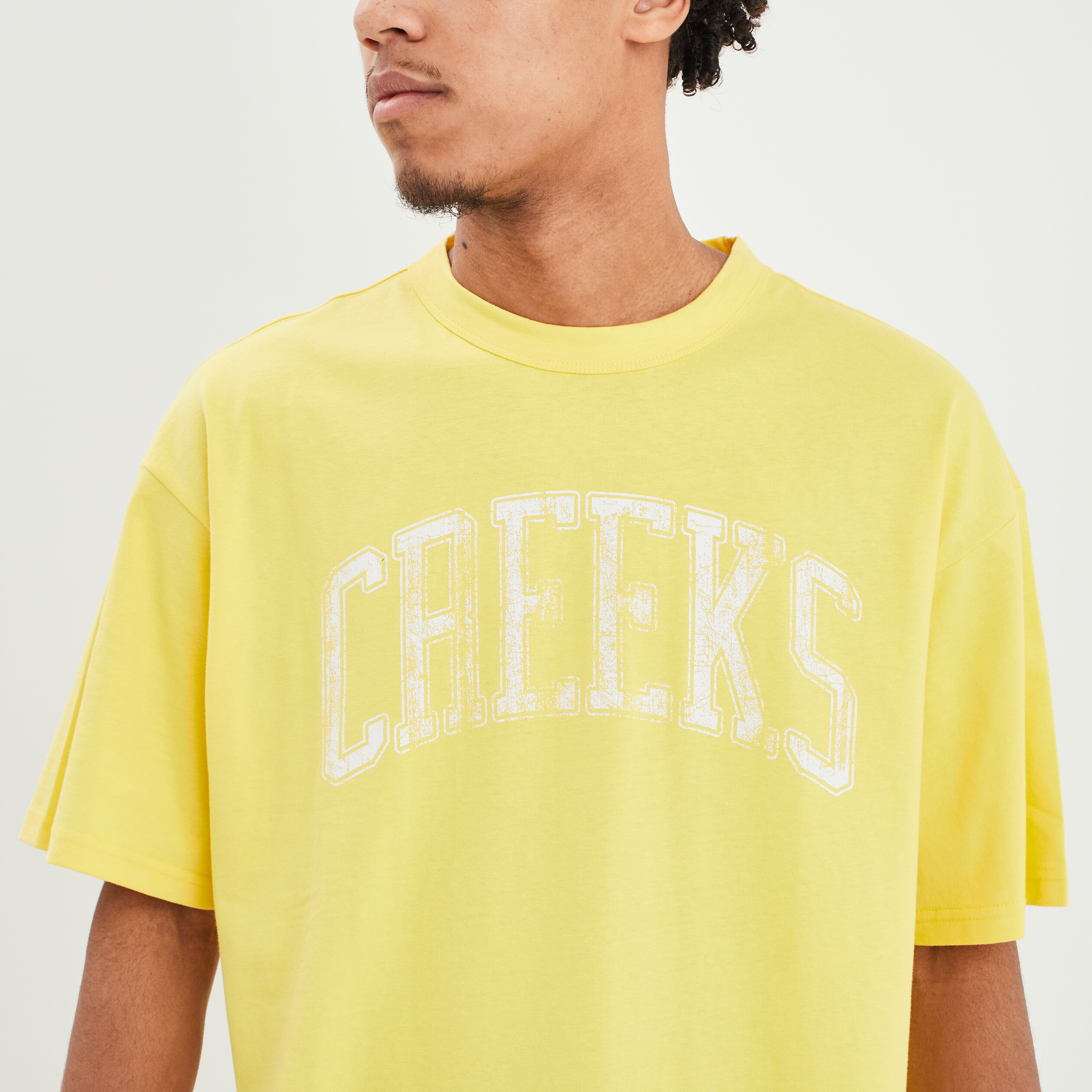 T-shirt manches courtes oversize Creeks jaune citron homme | La Halle