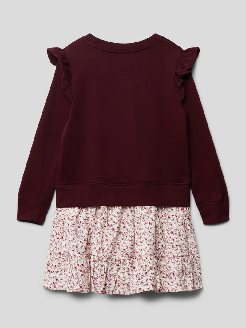 Kleid im 2-in-1-Look in bordeaux rot