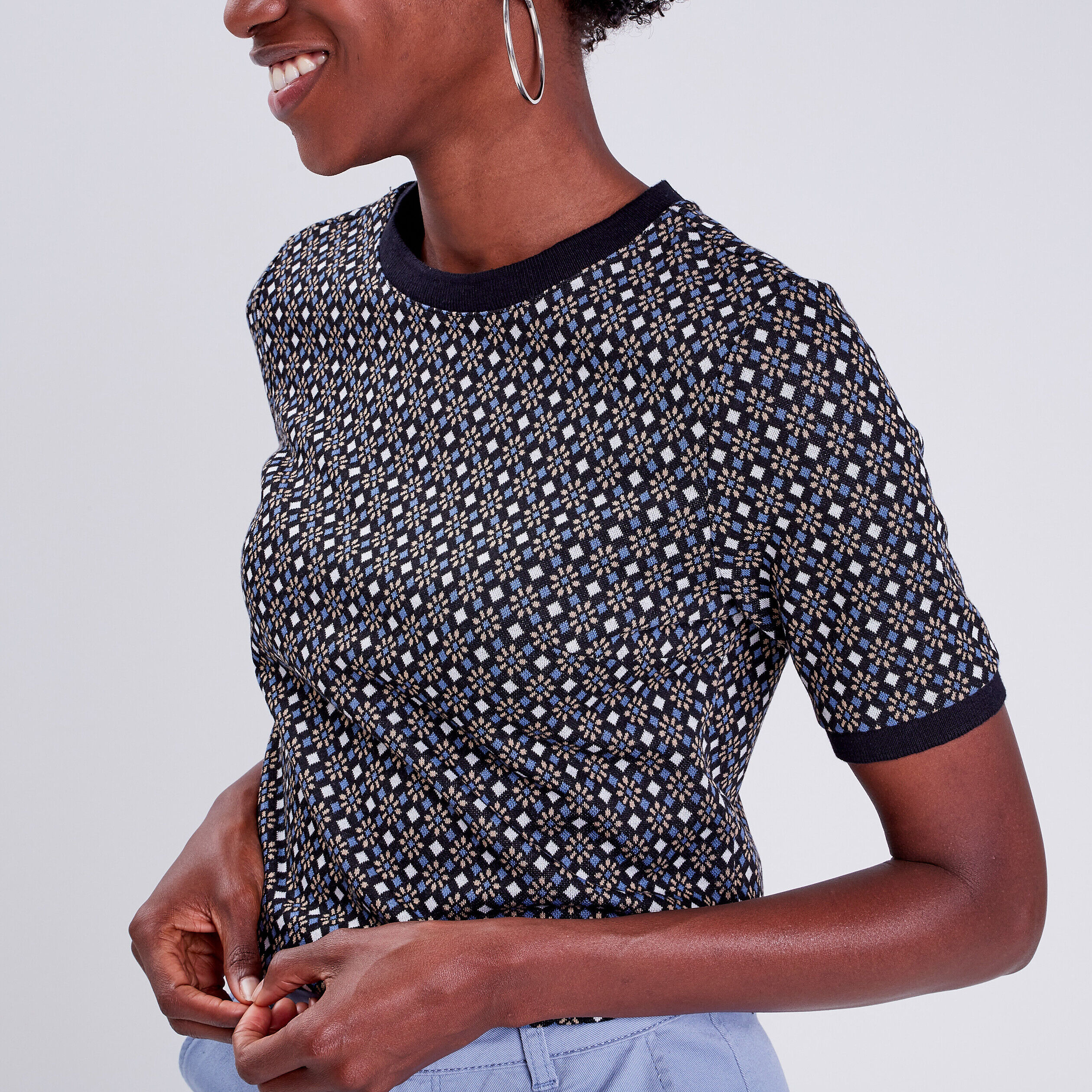 Sweat manches courtes bleu marine femme | Cache Cache