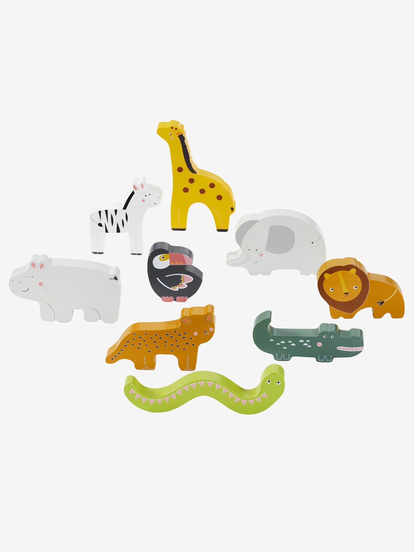 Set animaux en bois multicolore