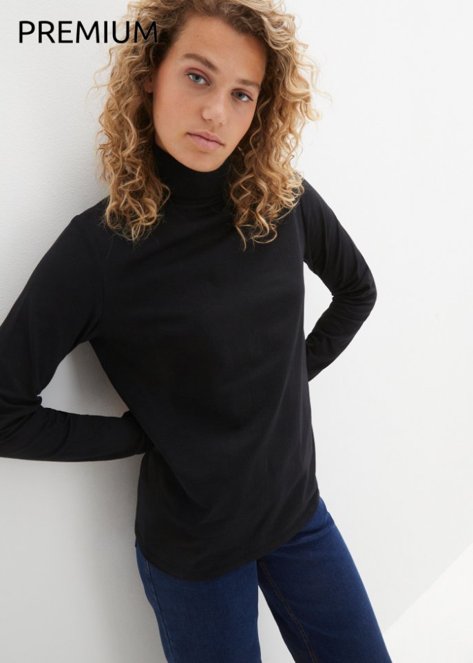 Essential Langarmshirt mit Rollkragen, seamless